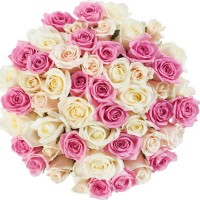 Букет из белых и розовых роз, 60см "Царевна"